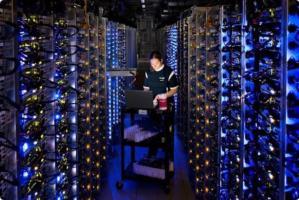 Server Room with female technician